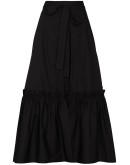 wrap ruffle trim midi skirt