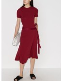 apron wrap midi dress