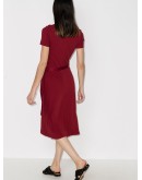 apron wrap midi dress