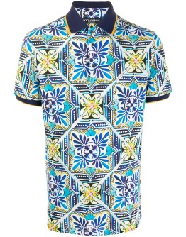 Maiolica print polo shirt