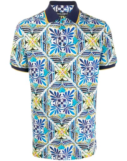 Maiolica print polo shirt