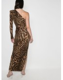one-shoulder leopard-print maxi dress
