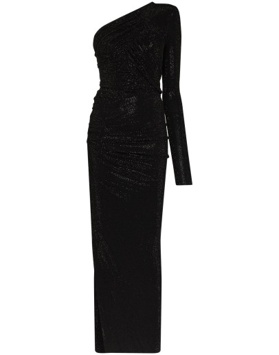 embellished one-shoulder gown