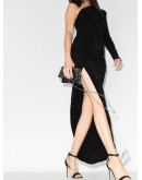 embellished one-shoulder gown