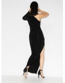 embellished one-shoulder gown