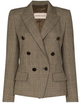 double-breasted check-pattern jacket