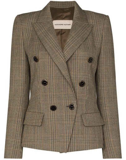double-breasted check-pattern jacket