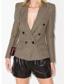 double-breasted check-pattern jacket