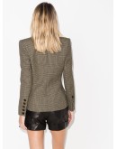 double-breasted check-pattern jacket