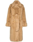 belted faux fur coat