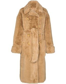 belted faux fur coat