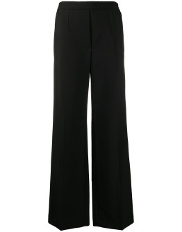 elasticated waist straight-leg trousers