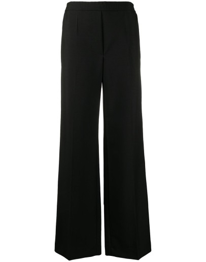 elasticated waist straight-leg trousers