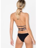 multi-strap logo-plaque bikini set