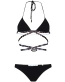 multi-strap logo-plaque bikini set