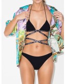 multi-strap logo-plaque bikini set