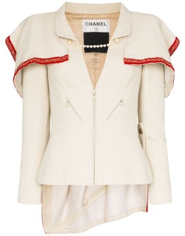 reworked vintage Chanel cape-effect tweed jacket