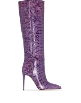 100mm crocodile-effect leather boots