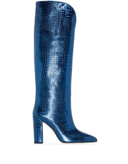 100mm metallic croc-effect leather boots