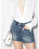 faded-effect denim shorts