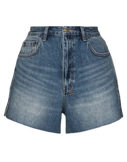 faded-effect denim shorts