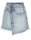 wraparound denim skirt