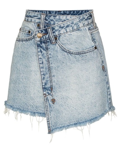 wraparound denim skirt