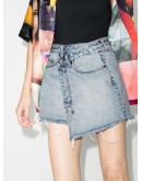 wraparound denim skirt