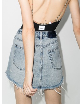 wraparound denim skirt