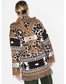 belted intarsia-knit cardigan