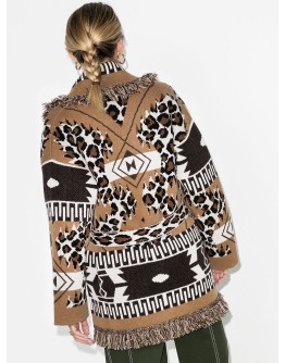 belted intarsia-knit cardigan