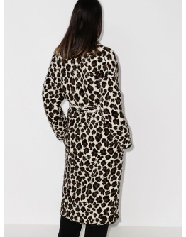 leopard bouclé wrap coat