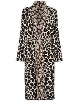 leopard bouclé wrap coat