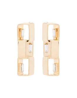 square-link crystal-embellished earrings