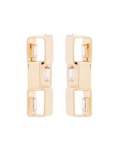 square-link crystal-embellished earrings