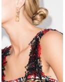 square-link crystal-embellished earrings