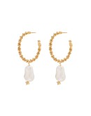 gold-plated pearl hoop earrings