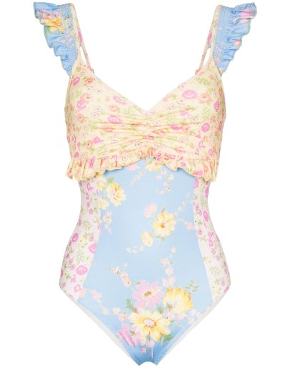 Verena floral print ruffled swimsuit