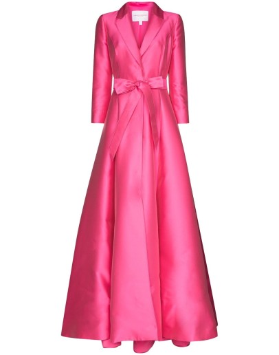 belted tuxedo maxi dress
