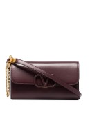 V logo leather clutch bag