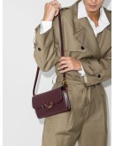 V logo leather clutch bag