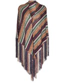 fringed crochet-knit scarf