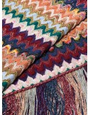 fringed crochet-knit scarf