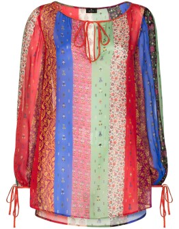 colour-blocked paisley and floral-print blouse