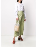 netted straw bucket bag