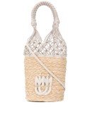 netted straw bucket bag