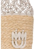 netted straw bucket bag