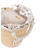 netted straw bucket bag