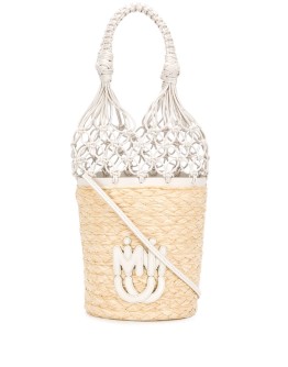 logo-patch mesh bucket bag