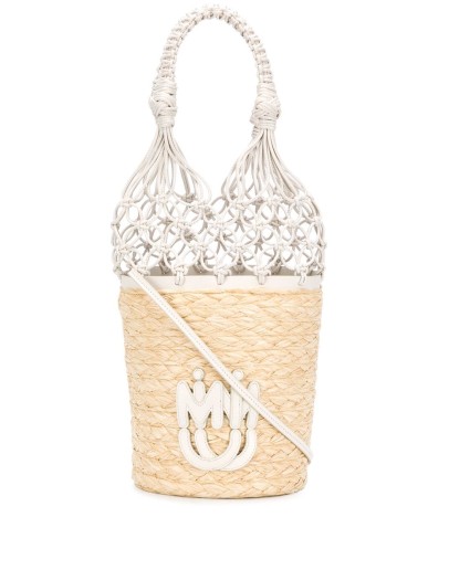 logo-patch mesh bucket bag
